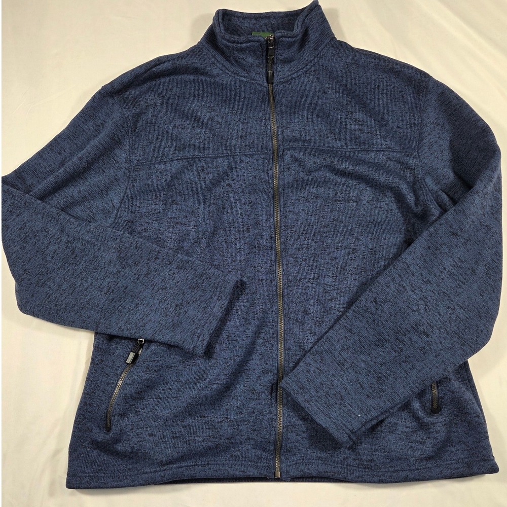 Stillwater Supply Co Mens XL Blue Marl Full Zip Sweater Fleece Jacket Mock Neck